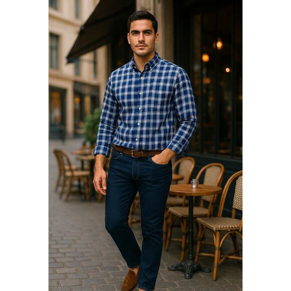 Tommy Hilfiger Other - Tommy Hilfiger XXL Custom Fit Blue White Plaid Button Down Shirt Cotton Casual